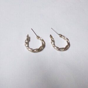 Silvertone twisted hoop earrings